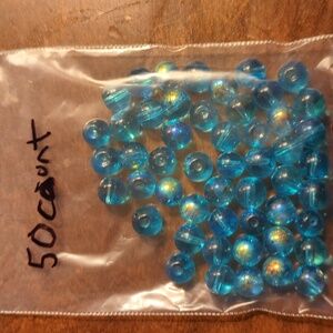 Blue Topaz Fire Glass Gem Beads.